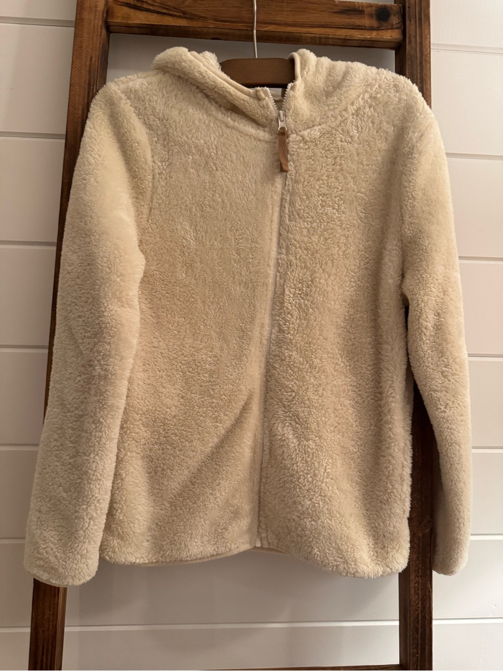 Kids Cozy Cream Sherpa Hooded Zip Jacket